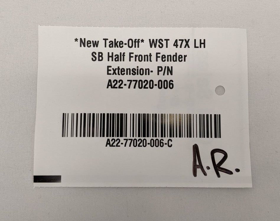 *New Take-Off* WST 47X SB LH Half Front Fender Extension- P/N A22-77020-006