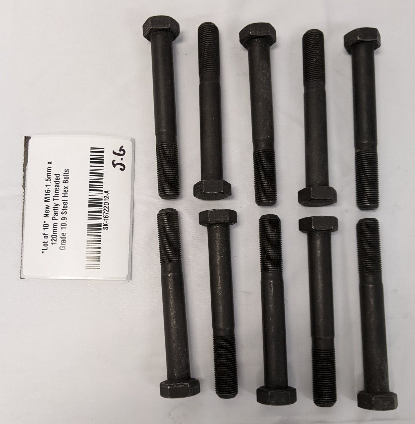 *Lot of 10* New M16-1.5mm x 120mm Partly Threaded Grade 10.9 Steel Hex Bolts