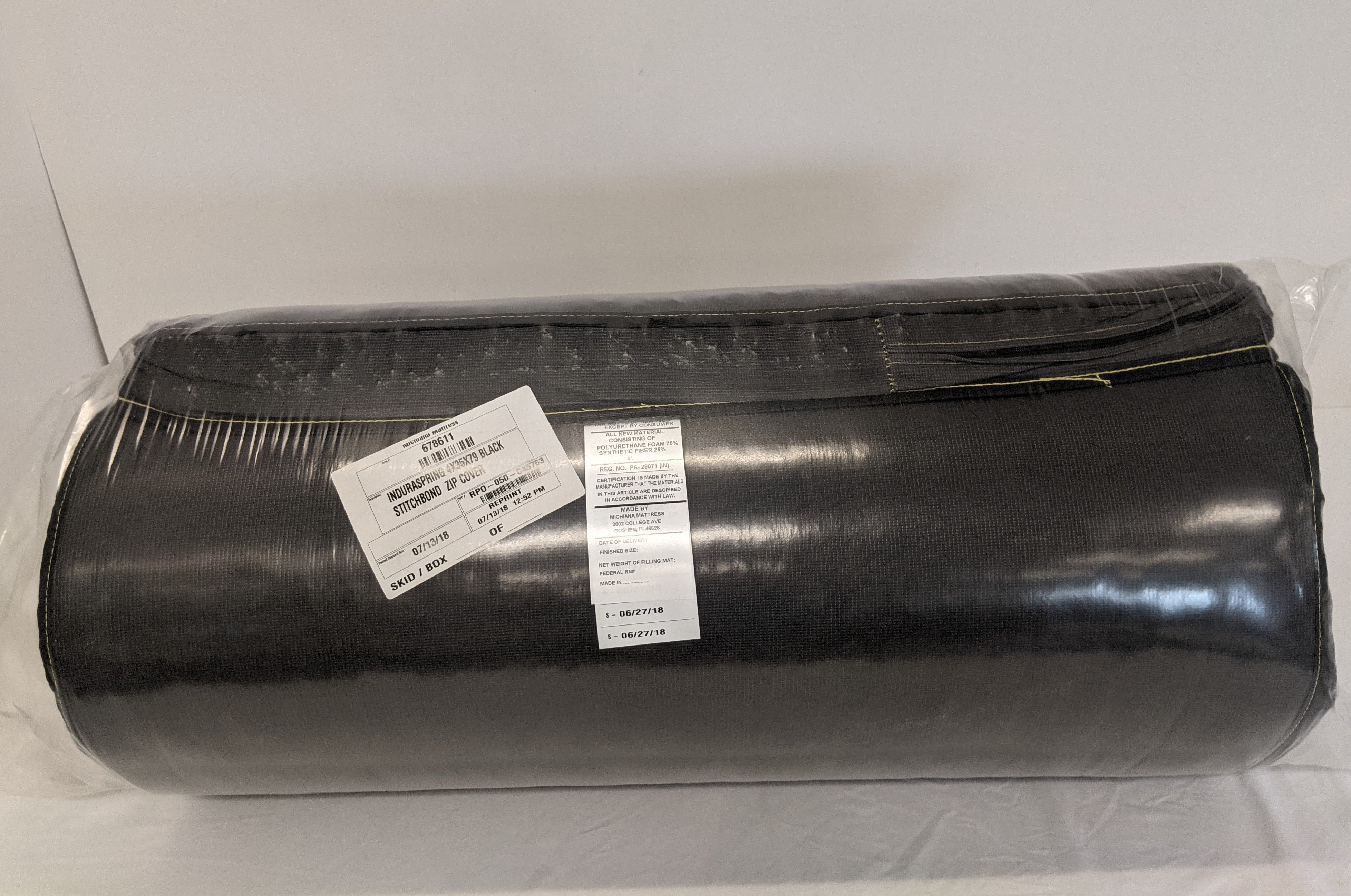 New Indura Spring 4" x 35" x 79" Black Zip Cover Mattress - P/N ABP N60C 678611 (10118317375804)
