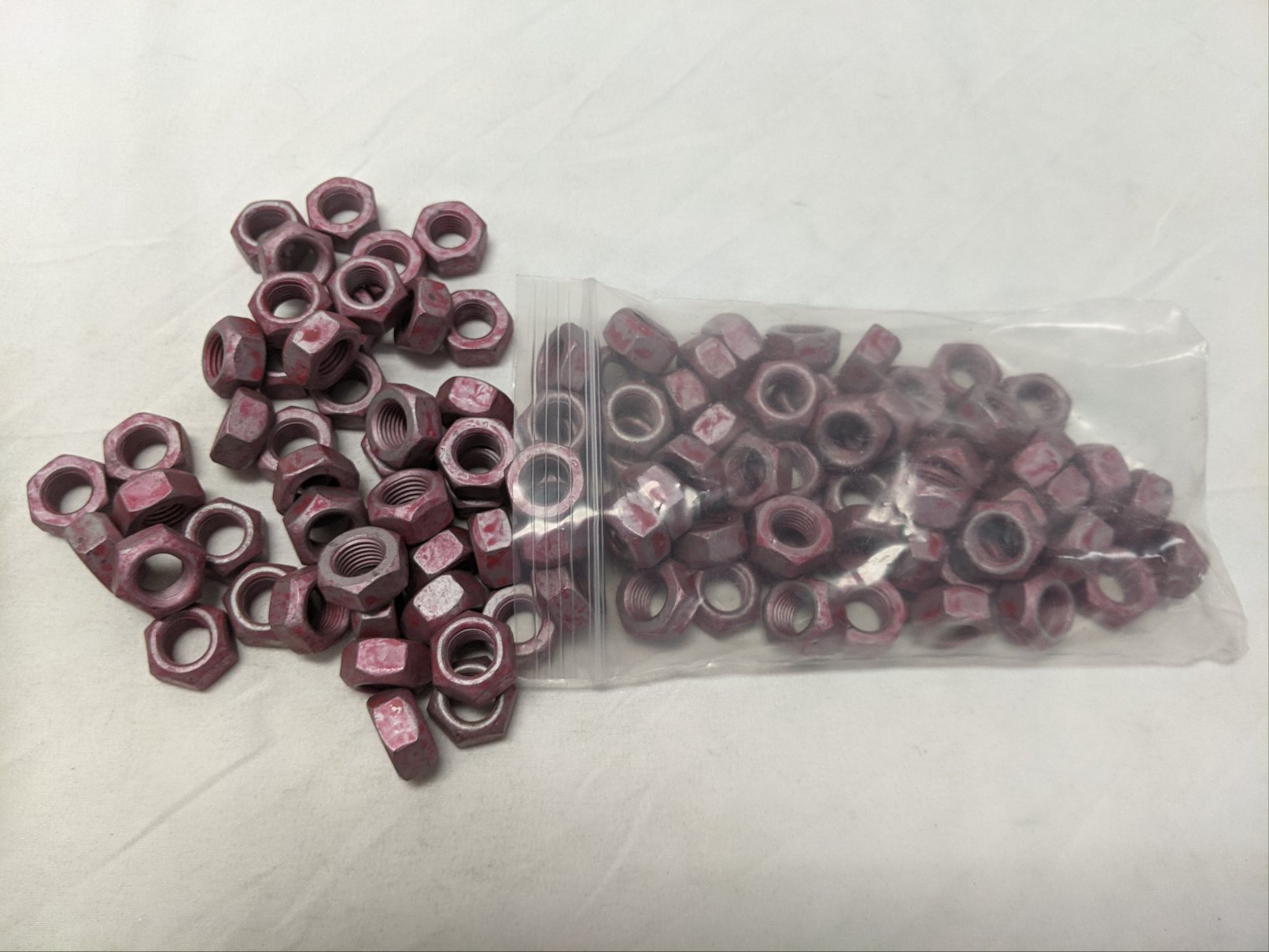 7/16"-20 Grade 8 Red Galvanized Lock Nuts - Lot of 100 - Fine Thread Hex Locknuts