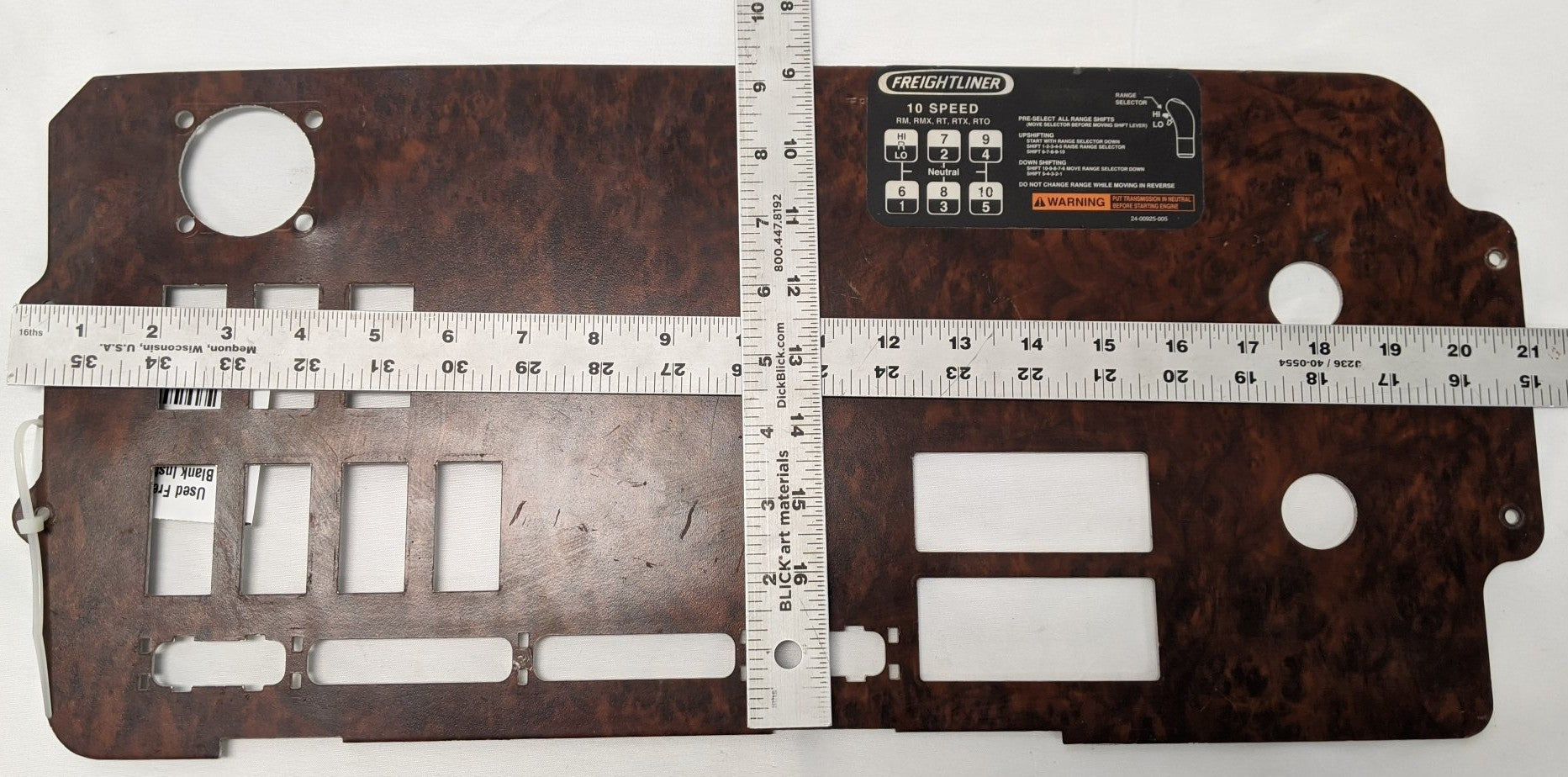 Used Freightliner Columbia Blank Instrument Dash Panel -  P/N 22-45867-000