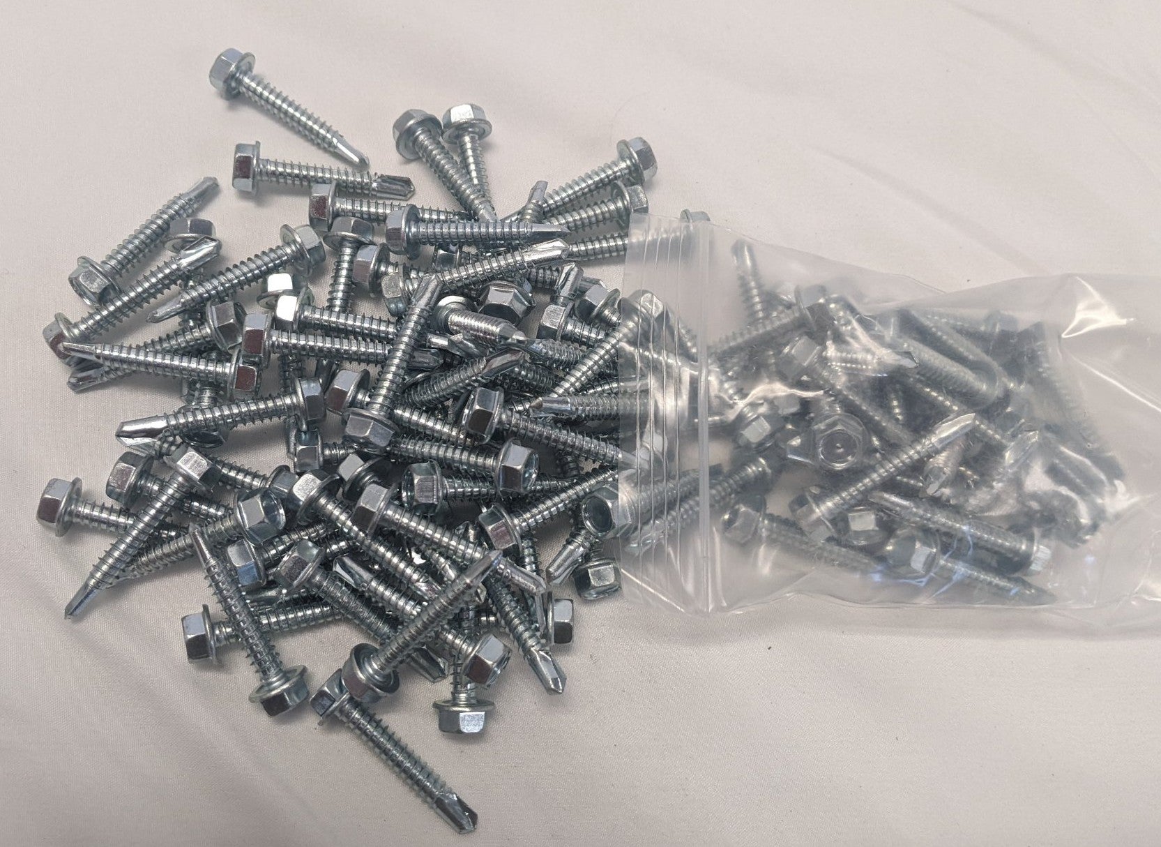 *Lot of 100* New 1/4" x 1-7/16" Steel Hexagon Washer Self Tapping Screw