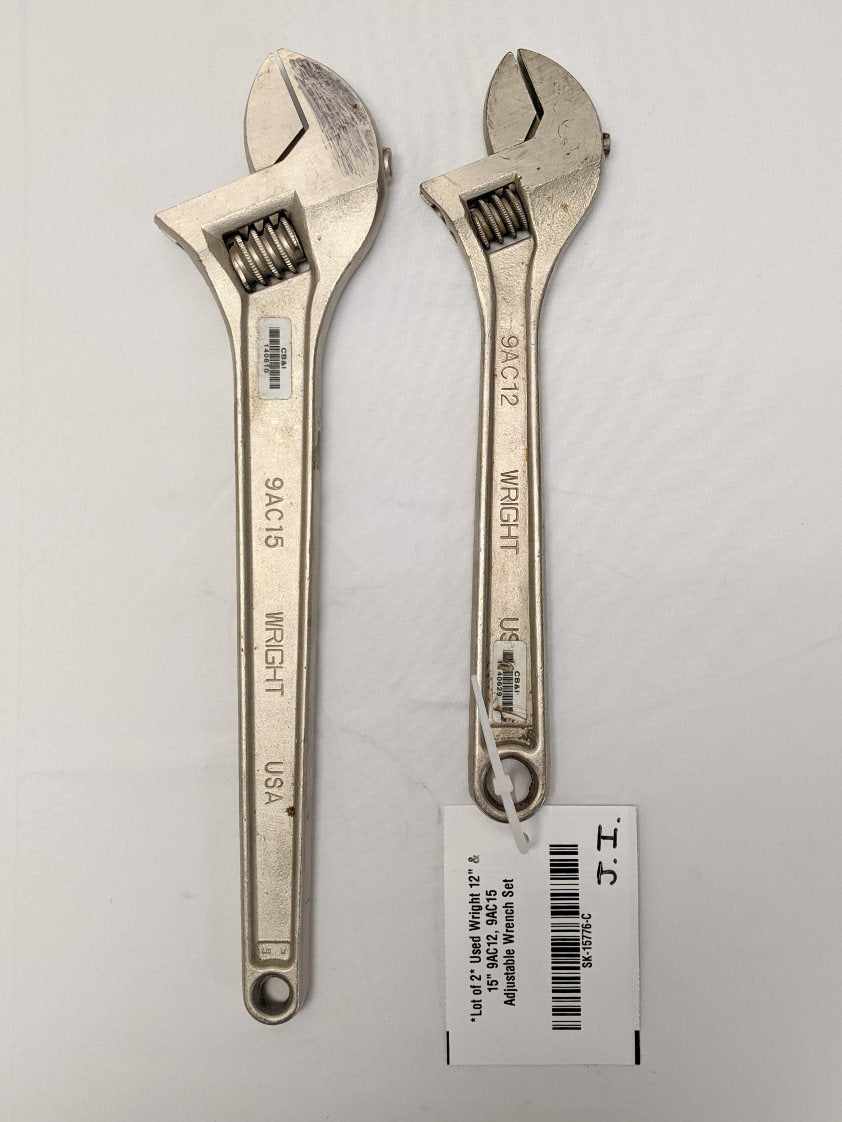 Wright Adjustable Wrench Set 12" & 15" Lot of 2 - Crescent 9AC12 9AC15