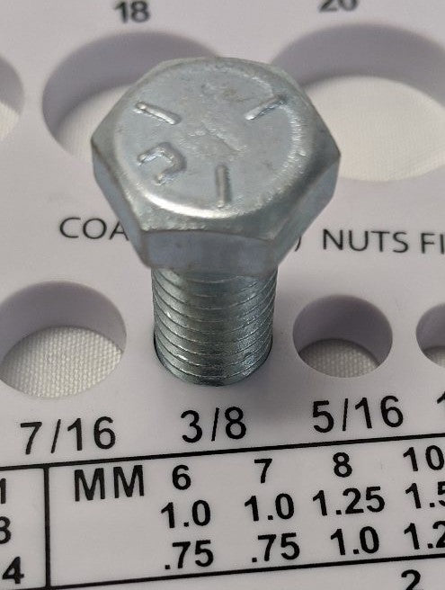 3/8"-16 x 1" Grade 5 Hex Bolts - Zinc Plated, Fully Threaded, Lot of 100