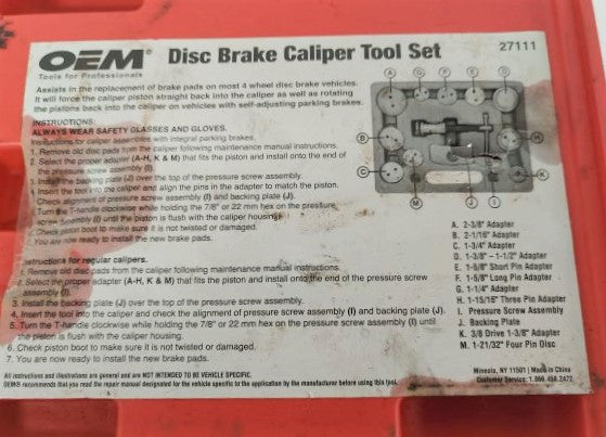 Used OEM Tools Disc Brake Caliper Tool Set - P/N: 27111 (8754486509884)