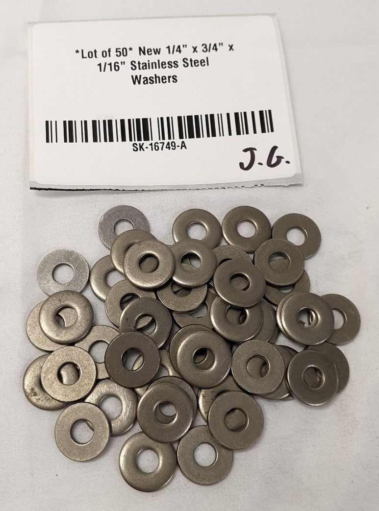 *Lot of 50* New 1/4" x 3/4" x 1/16" Stainless Steel Washers