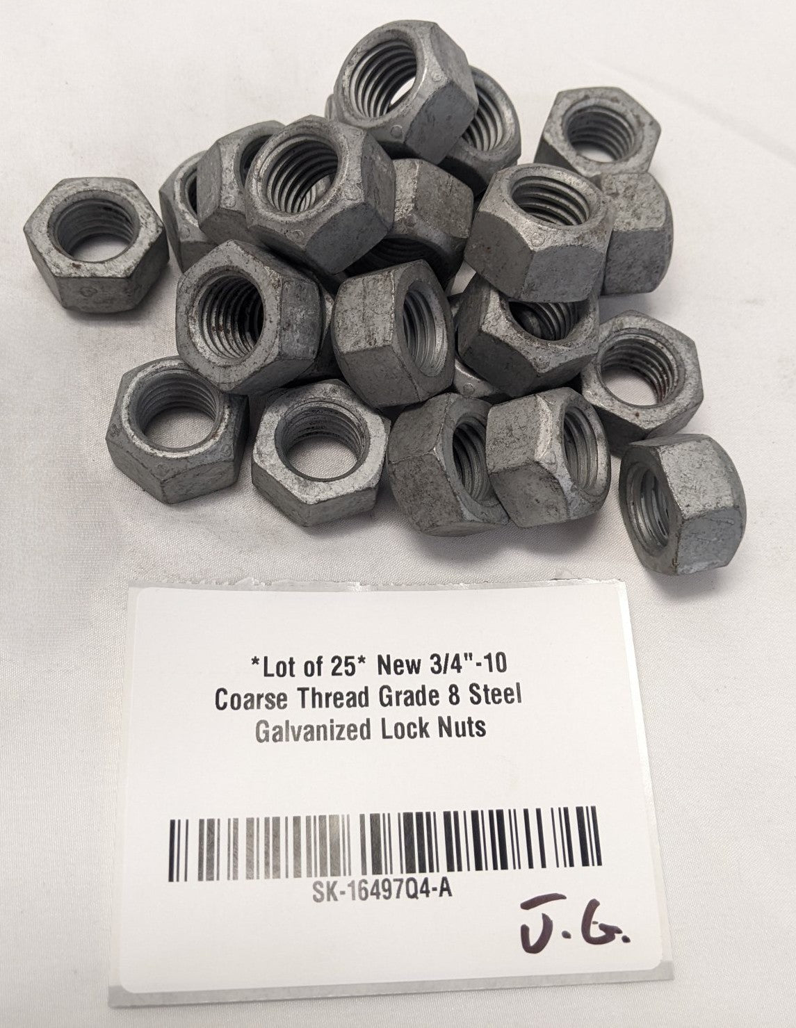 *Lot of 25* New 3/4"-10 Coarse Thread Grade 8 Steel Galvanized Lock Nuts
