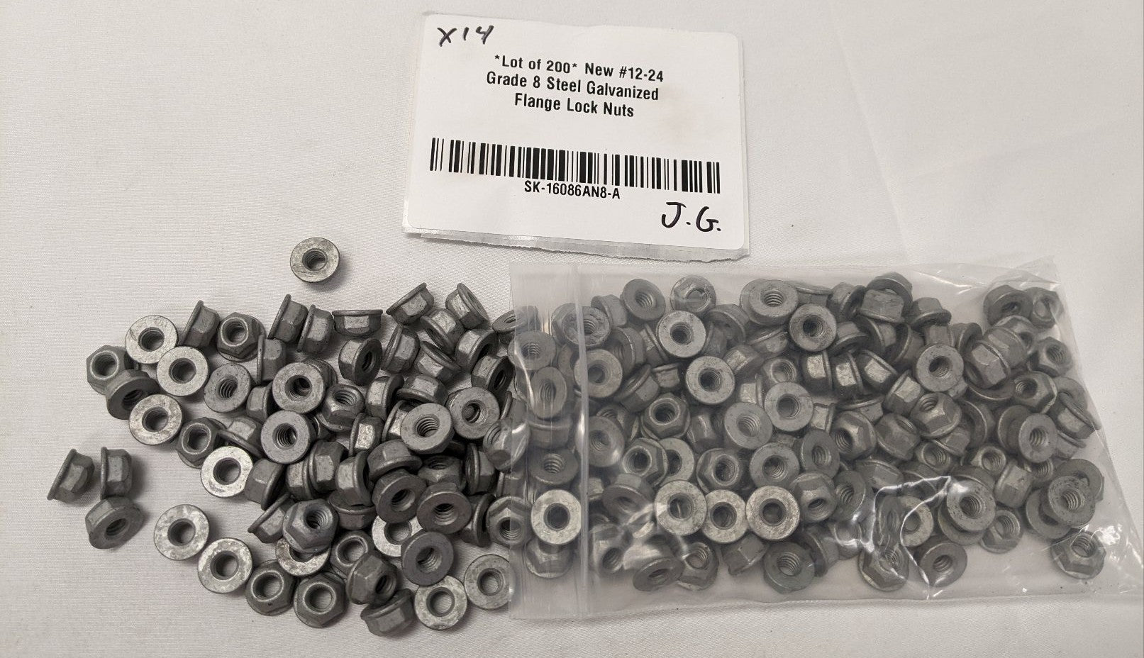 *Lot of 200* New #12-24 Grade 8 Steel Galvanized Flange Lock Nuts