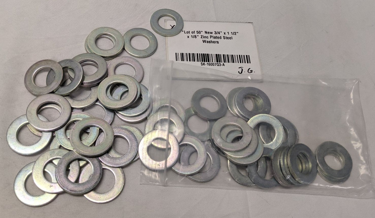 5/8" Zinc Plated Steel Washers - Lot of 50 - Heavy Duty Flat Washers