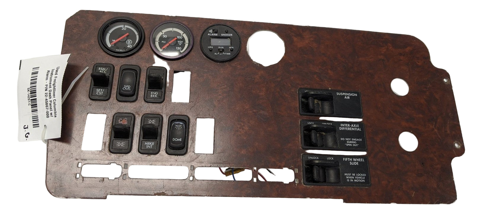 Used Freightliner Columbia Instrument Dash Panel w/ Alarm - P/N 22-45867-000