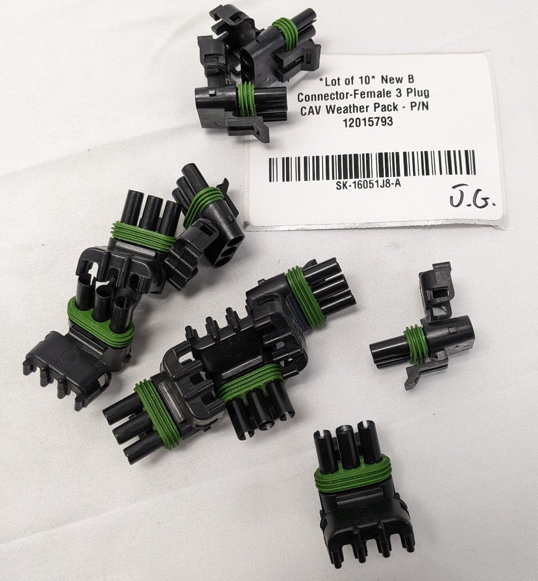 *Lot of 10* New B Connector-Female 3 Plug CAV Weather Pack - P/N 12015793