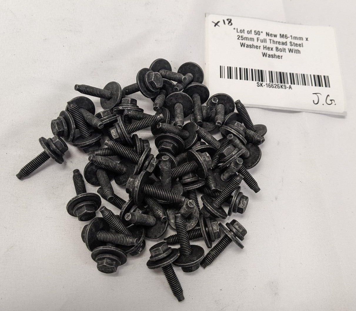 M6-1mm x 25mm Washer Hex Bolts Black Oxide Lot/50 | SK-16626K9-A