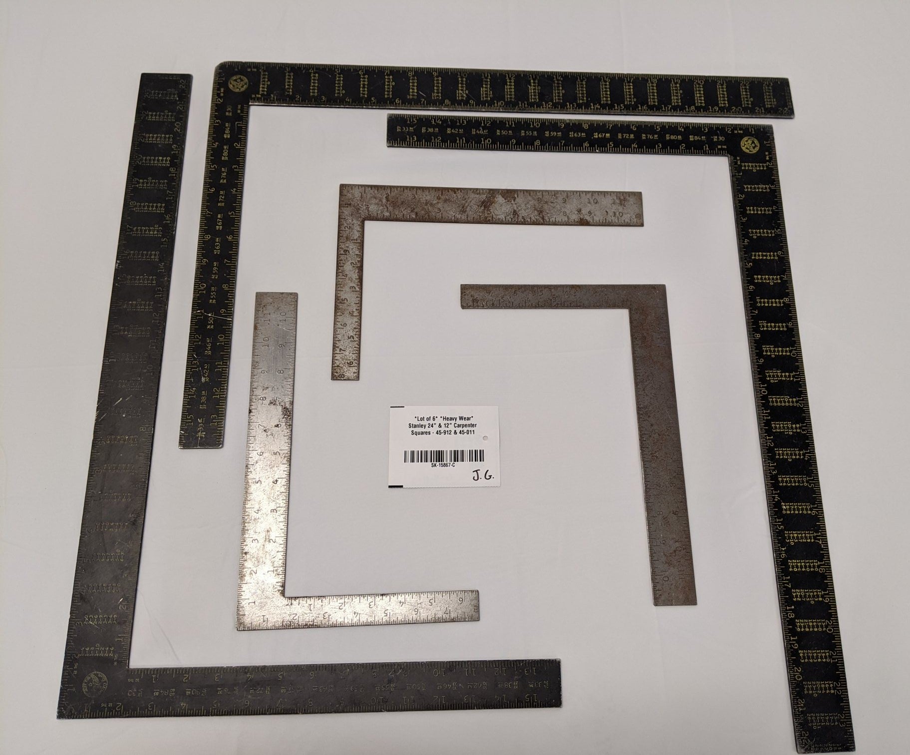 Stanley Carpenter Squares - 24" & 12" Framing Squares, 45-011 & 45-912, Lot of 6