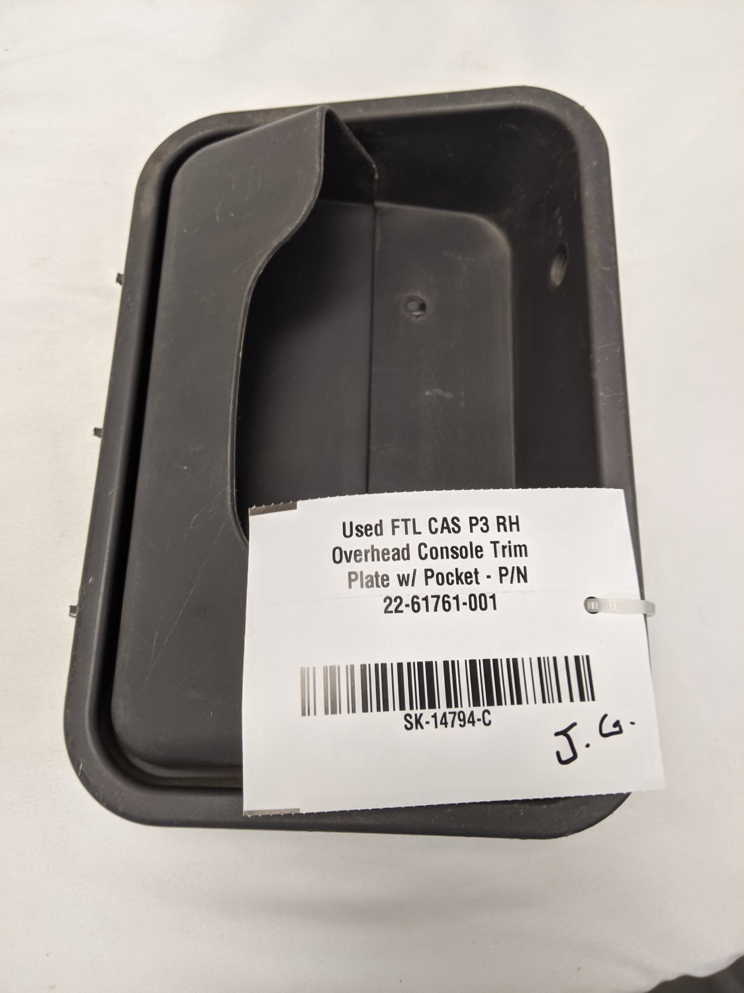 Used FTL CAS P3 RH Overhead Console Trim Plate w/ Pocket - P/N 22-61761-001