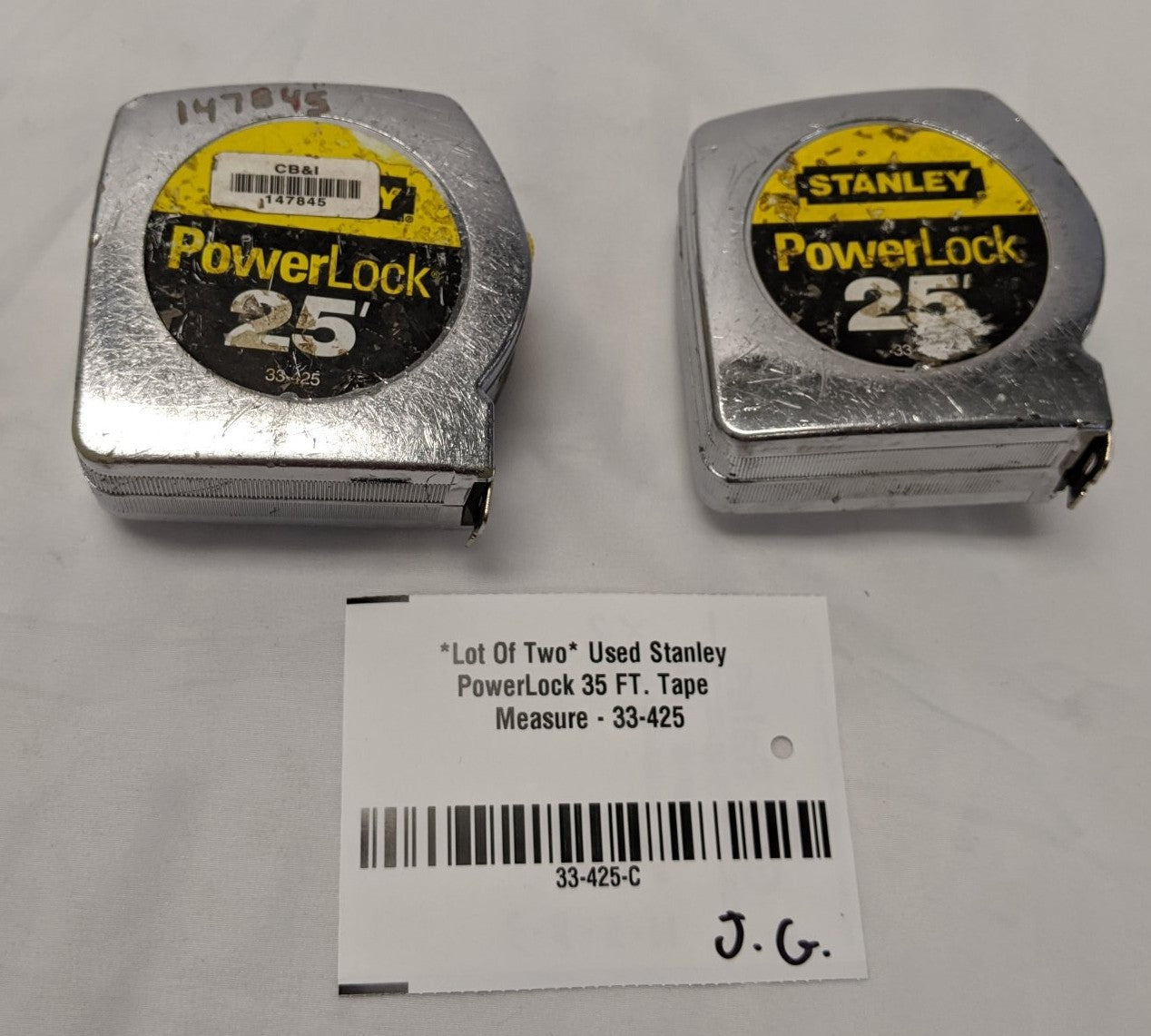 Stanley PowerLock Tape Measure 35 FT Lot of 2 - 1" Blade Belt Clip 33-425