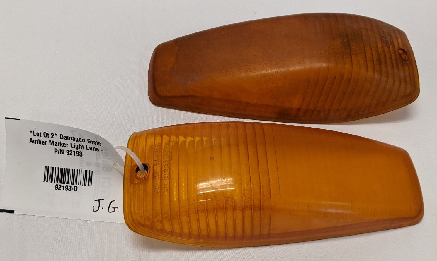 Lot of 2 Grote Amber Marker Light Lens Damaged P/N 92193