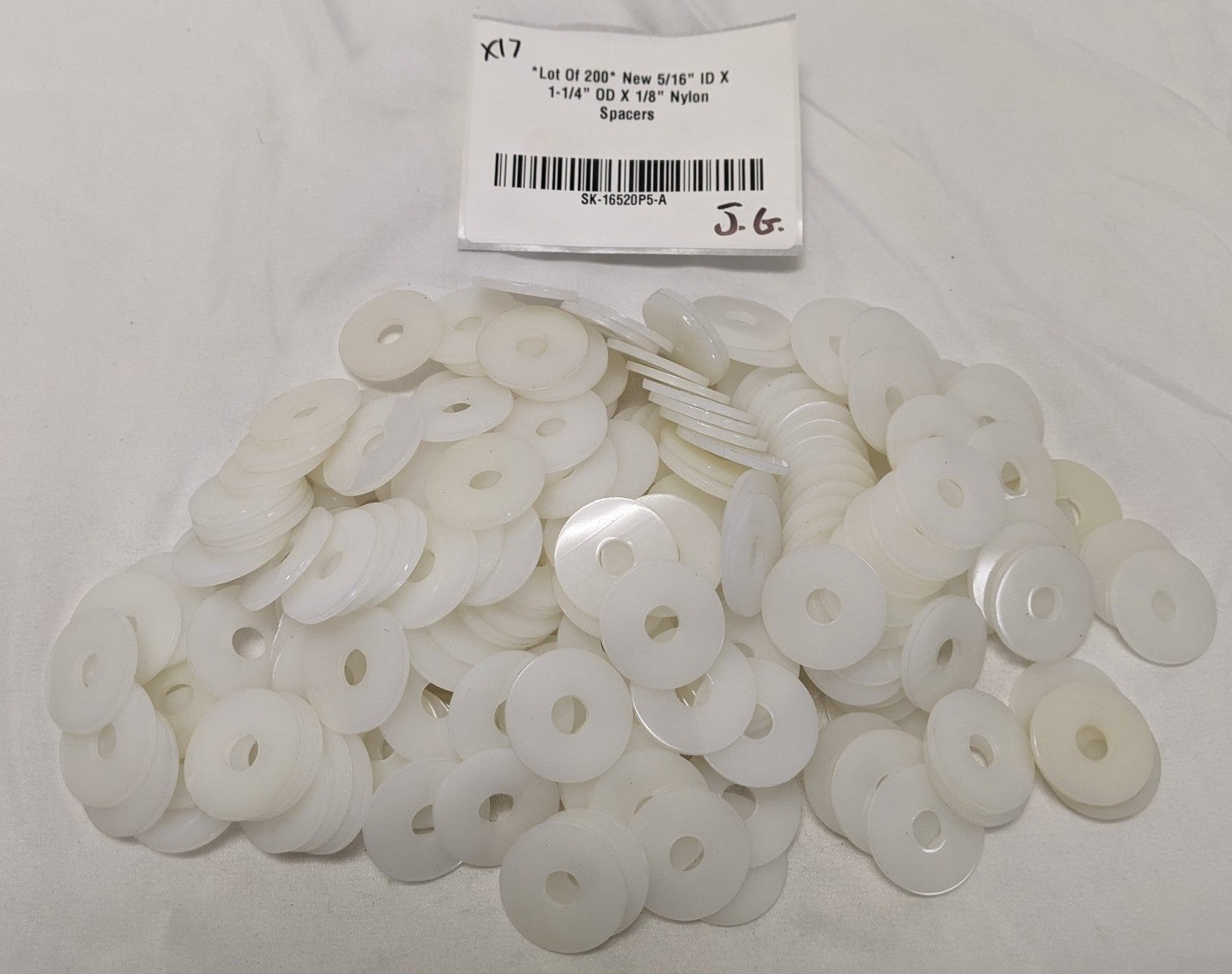 *Lot Of 200* New 5/16" ID X 1-1/4" OD X 1/8" Nylon Spacers