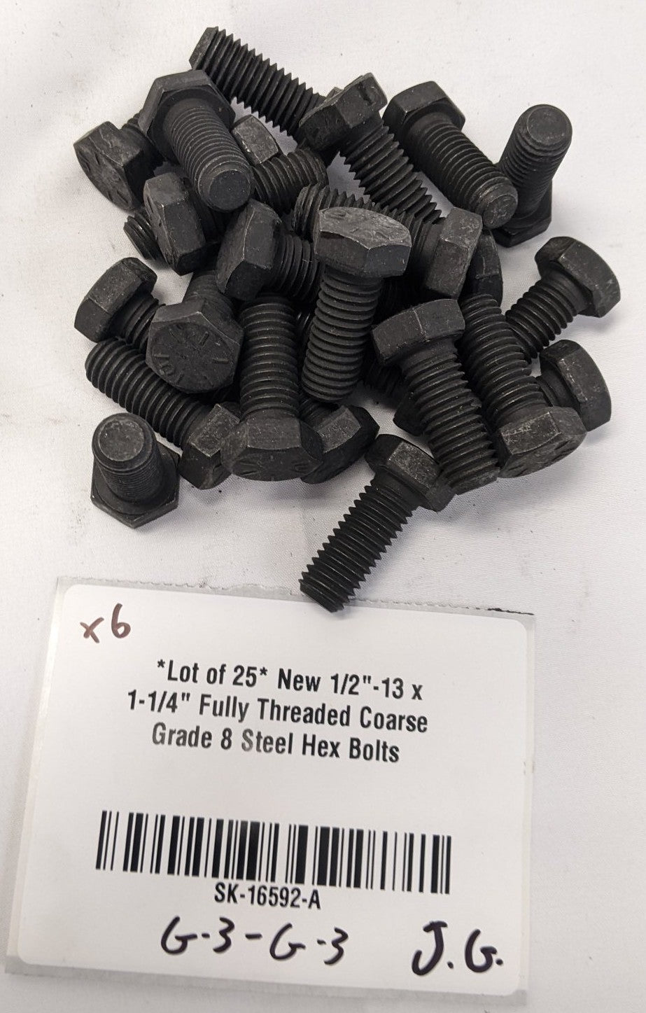 *Lot of 25* New 1/2"-13 x 1-1/4" Fully Threaded Coarse Grade 8 Steel Hex Bolts