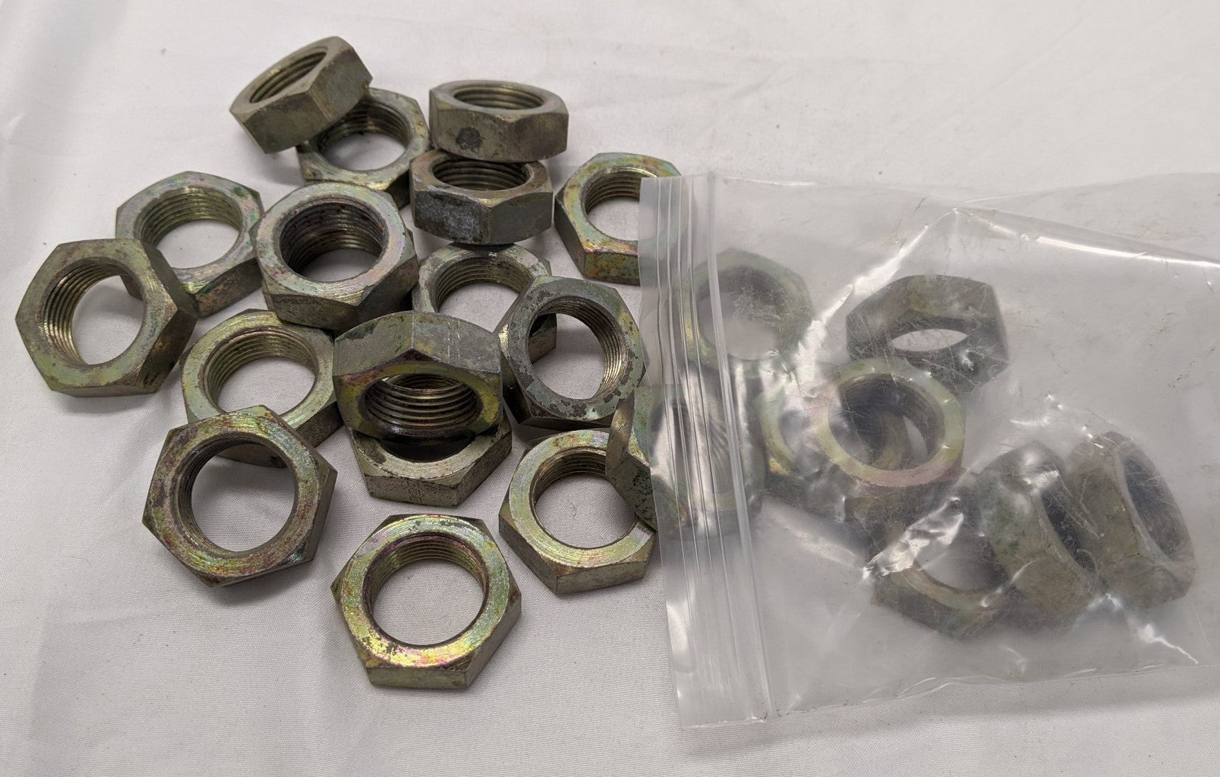 *Lot of 25* 1"-14 Fine Thread Steel Yellow Zinc Finish Hex Jam Nuts