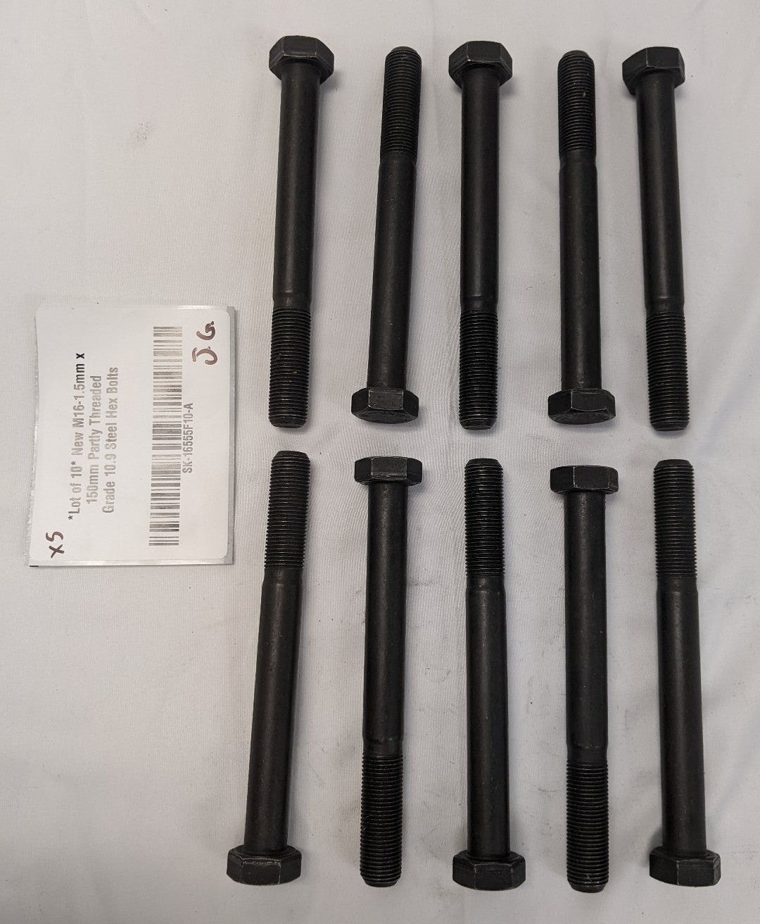 *Lot of 10* New M16-1.5mm x 150mm Partly Threaded Grade 10.9 Steel Hex Bolts