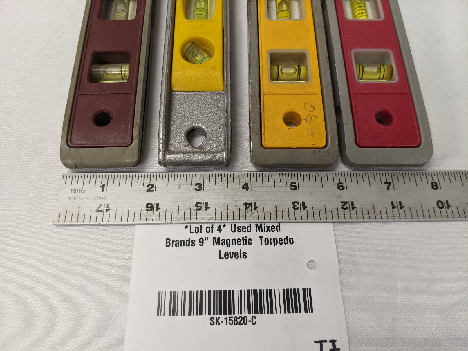 9" Magnetic Torpedo Level Lot - 4pc - Johnson, Ridgid, Stanley