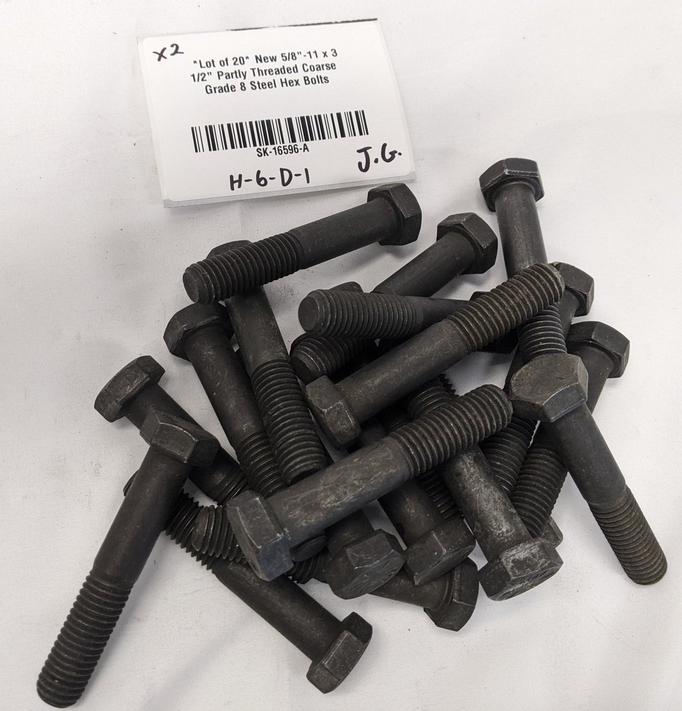 *Lot of 20* New 5/8"-11 x 3 1/2" Partly Threaded Coarse Grade 8 Steel Hex Bolts