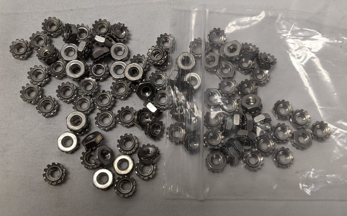 #10-24 Stainless Steel Keps Nuts - Lot of 100 - 18-8 Lock Nuts with Washer