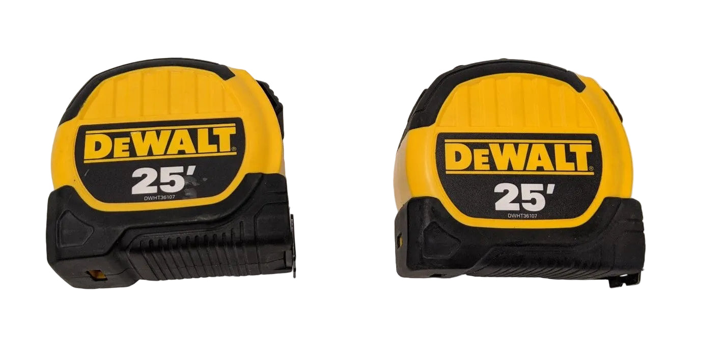 DeWalt Tape Measure 25 FT Lot of 2 - 1" Blade Tape Lock Belt Clip DWHT36107
