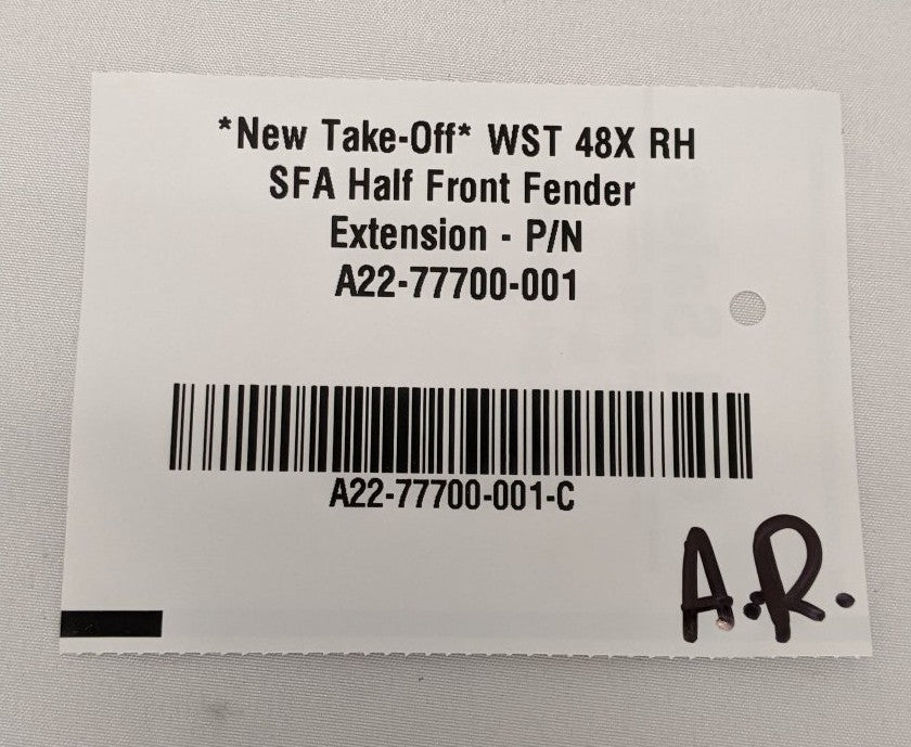 *New Take-Off* WST 48X RH SFA Half Front Fender Extension - P/N A22-77700-001