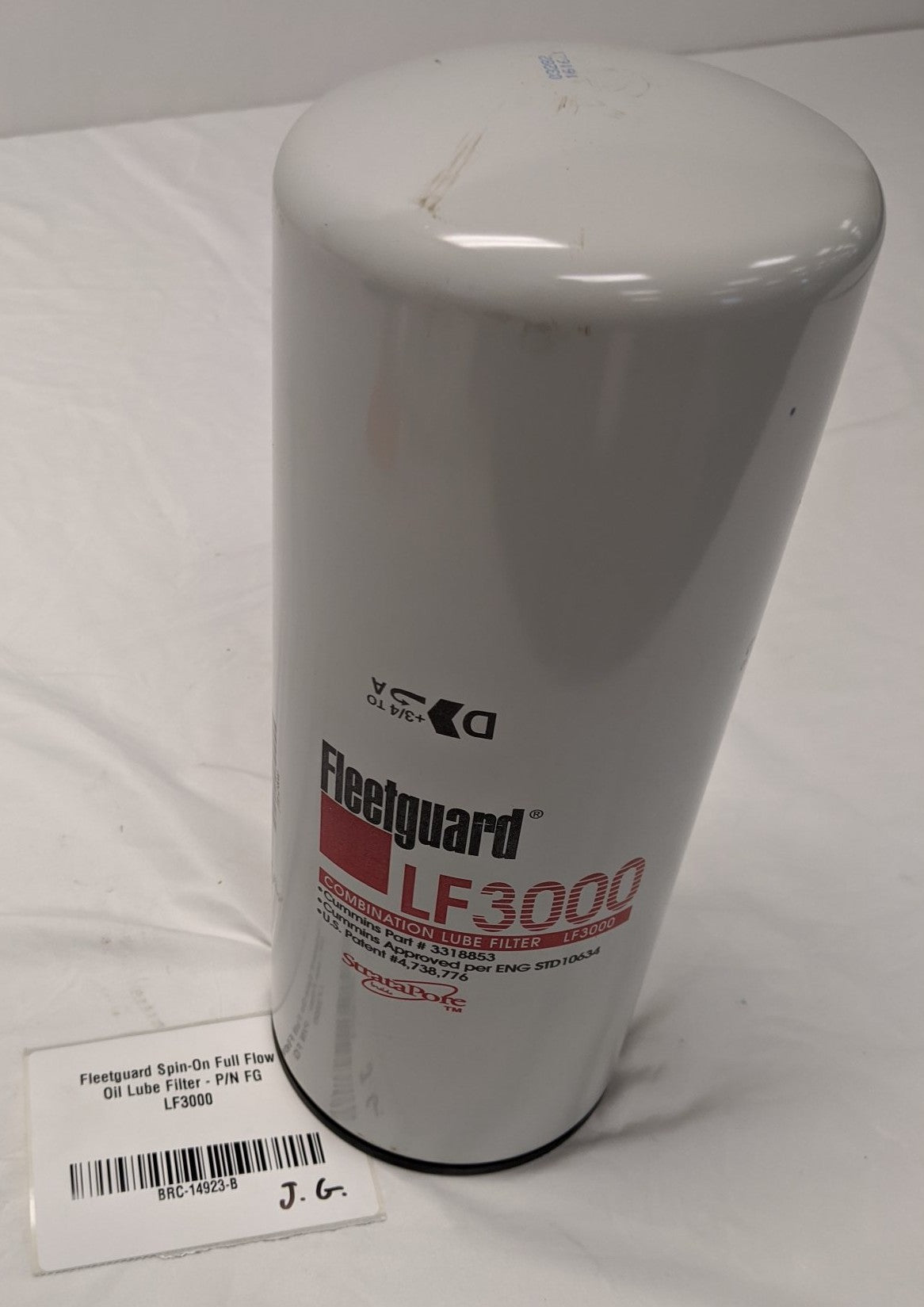 Fleetguard Spin-On Full Flow Oil Lube Filter - P/N FG LF3000