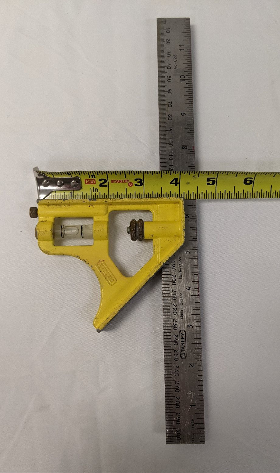 Stanley 12" Combination Square - Lot of 2 - Adjustable Level Metric/SAE