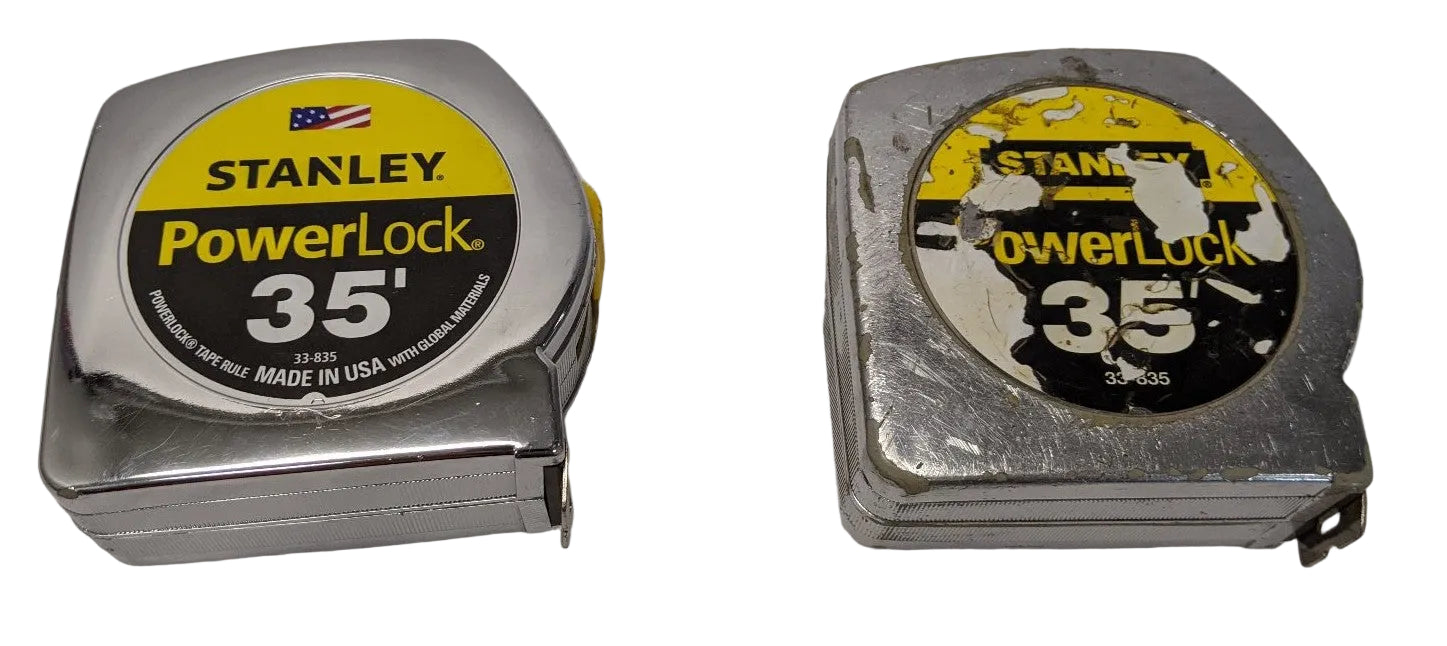 Stanley PowerLock Tape Measure 35 FT Lot of 2 - 1" Blade Belt Clip 33-835