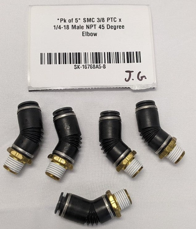 *Pk of 5* SMC 3/8 PTC x 1/4-18 Male NPT 45 Degree Elbow