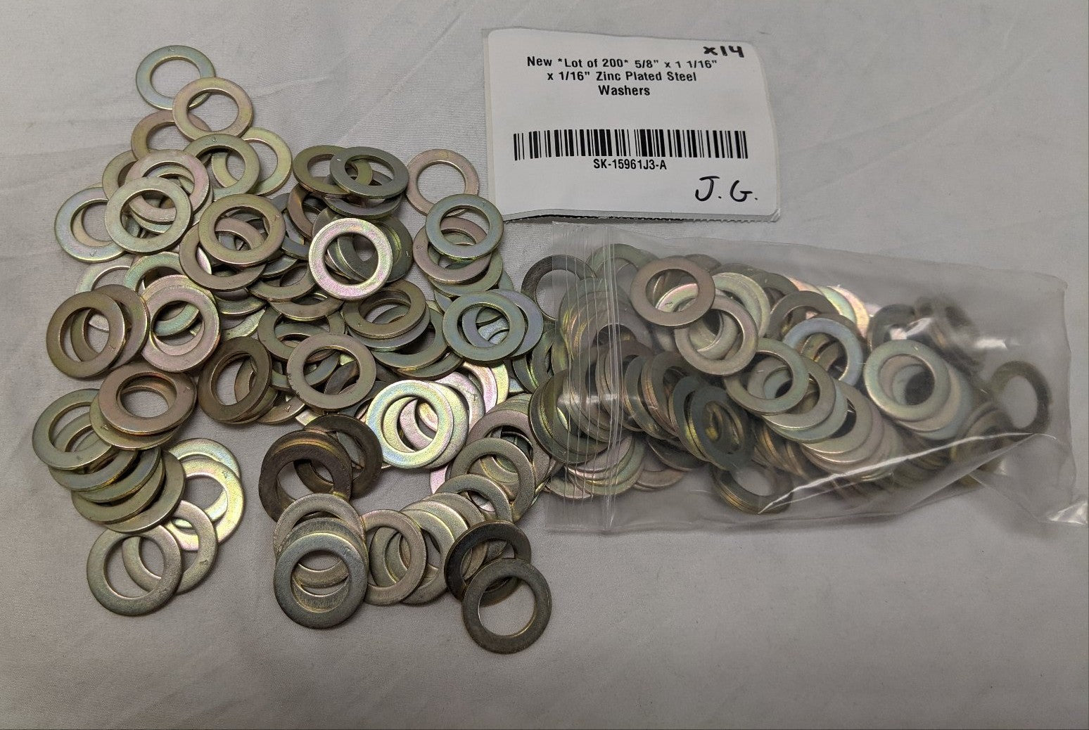 5/8" Zinc Plated Steel Washers - Lot of 200 - Flat Washers