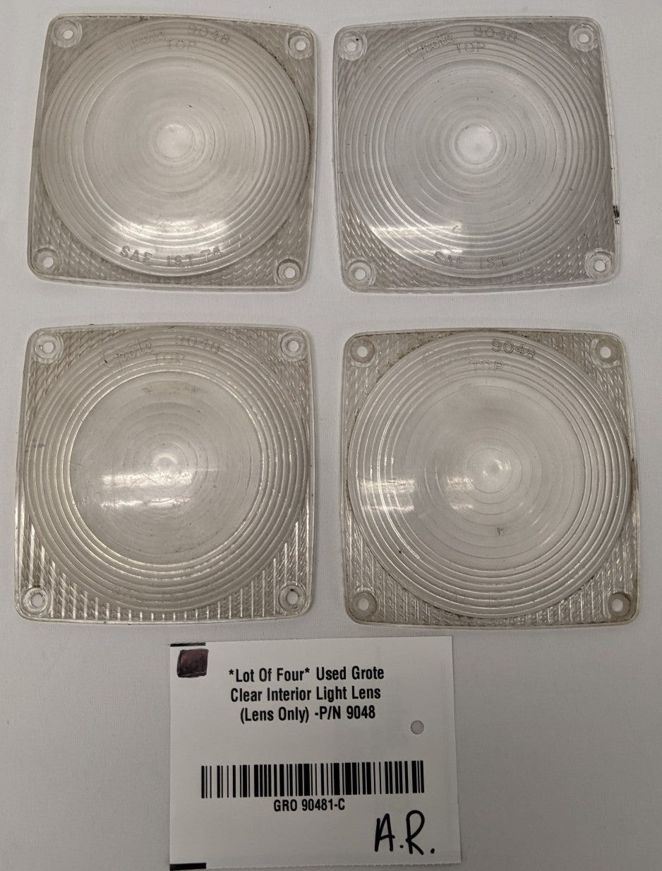 *Lot Of 4* Used Grote Clear Interior Light Lenses (Lenses Only) -P/N 9048
