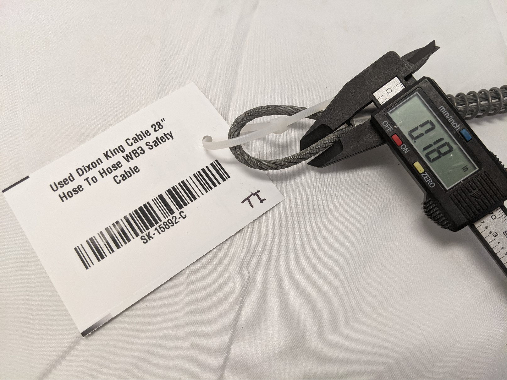 Dixon King Cable WB3 Safety Cable - 28" Hose to Hose Whip Check, 1/2"-2" ID