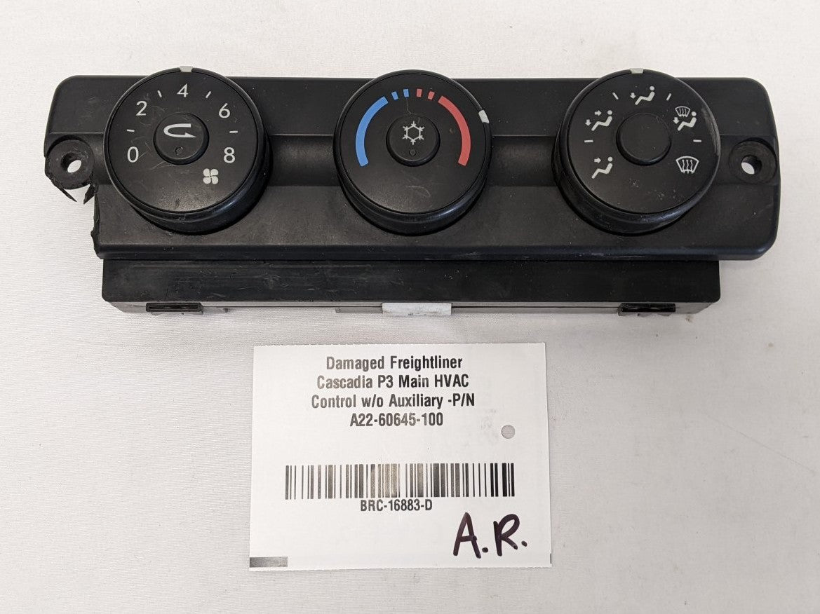 Damaged Freightliner Cascadia HVAC Control A22-60645-100 No Aux
