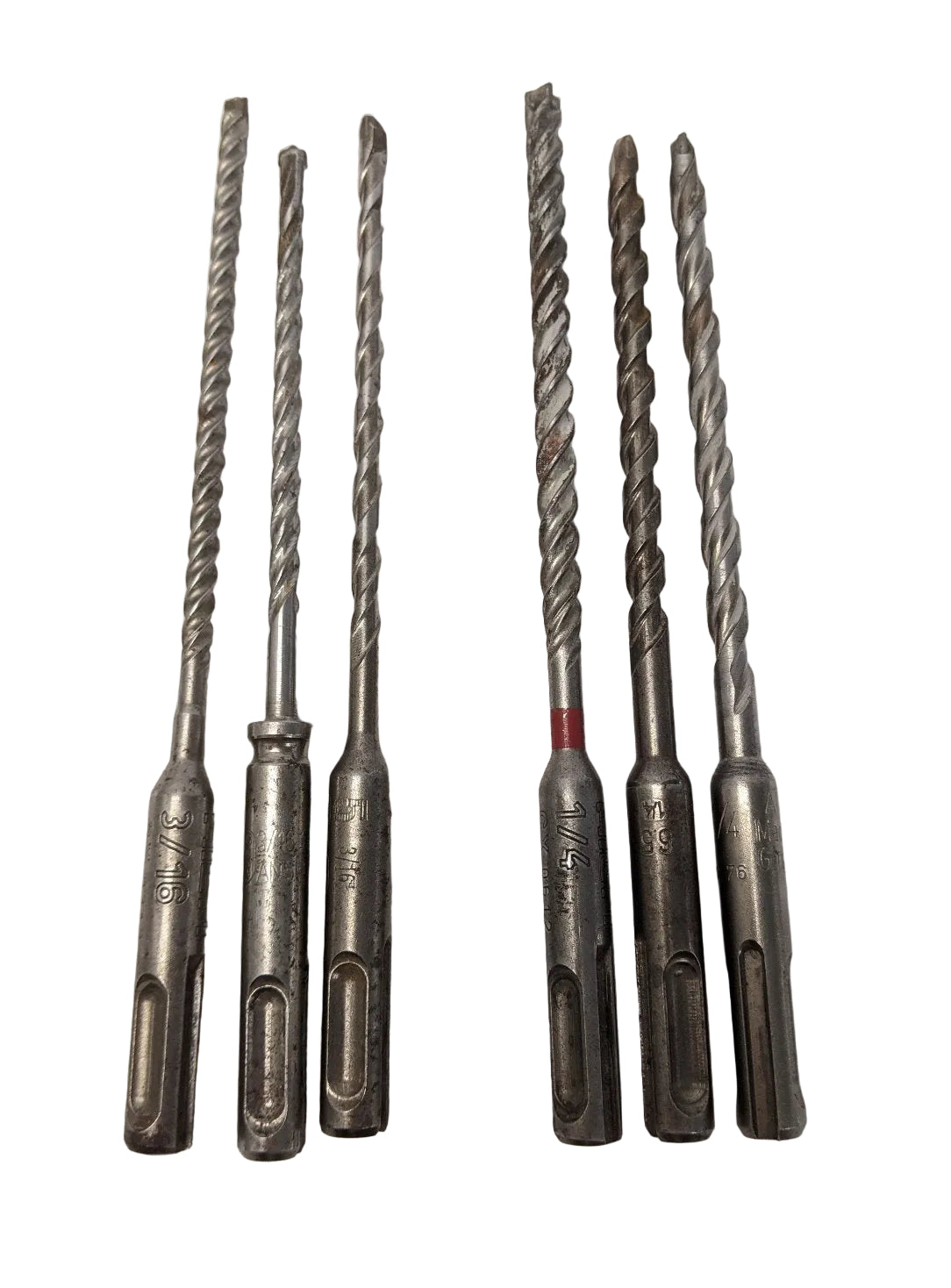 Masonry Drill Bits 3/16" 1/4" x 7.5" | Lot of 6 | SDS Plus | Dewalt Hilti Ansi