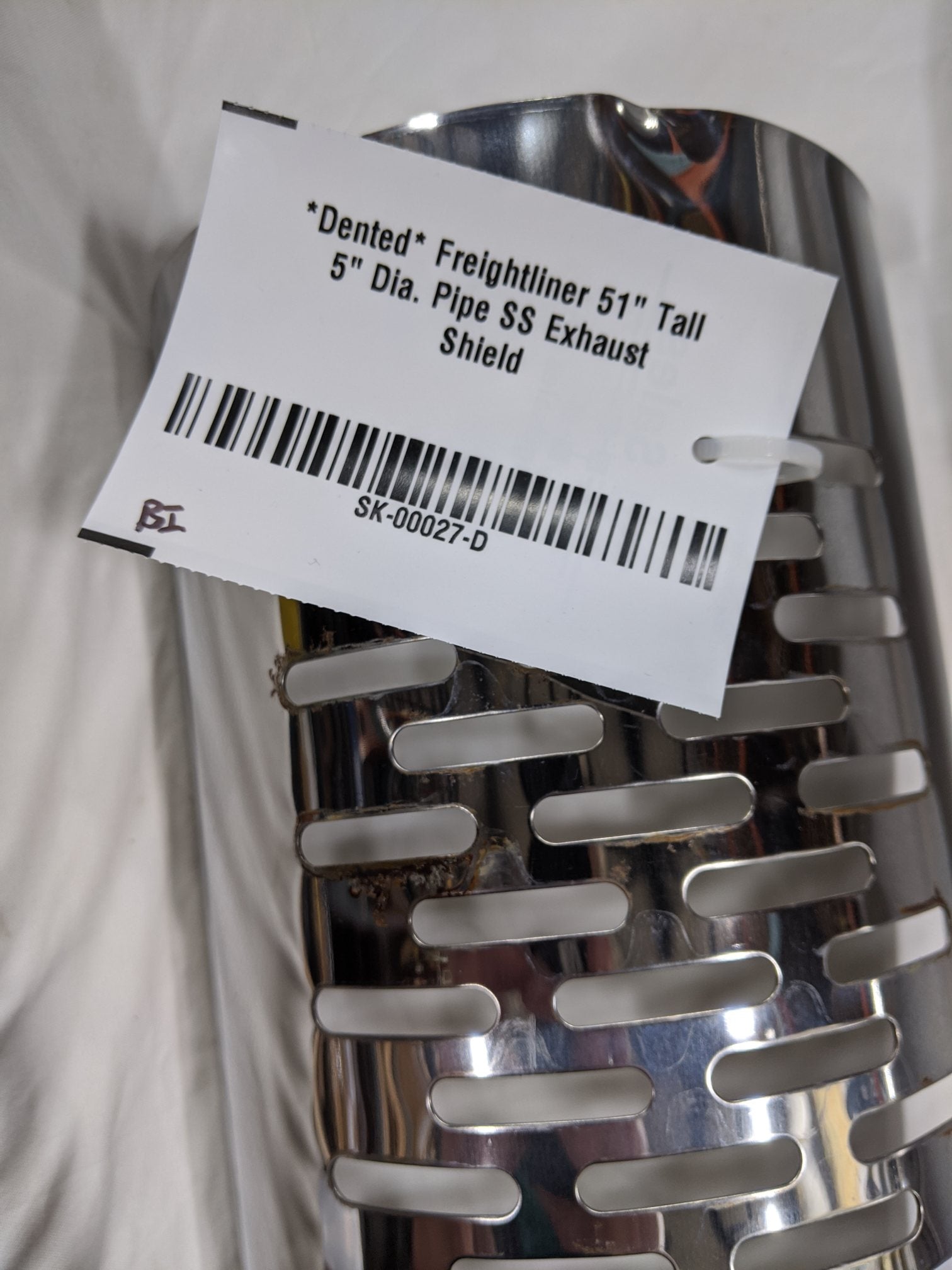 *Dented* Freightliner 51" Tall 5" Dia. Pipe SS Exhaust Shield - P/N 04-24695-000 (3939789275222)
