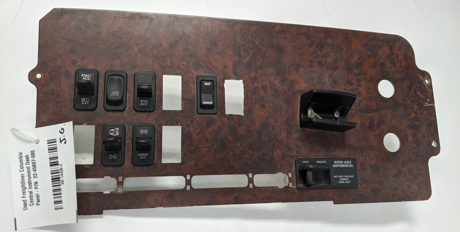 Used Freightliner Columbia Central Instrument Dash Panel - P/N  22-45867-000