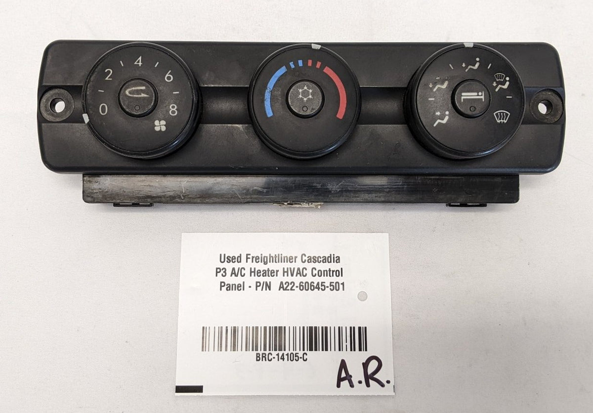 Used Freightliner Cascadia P3 A/C Heater HVAC Control Panel - P/N  A22-60645-501