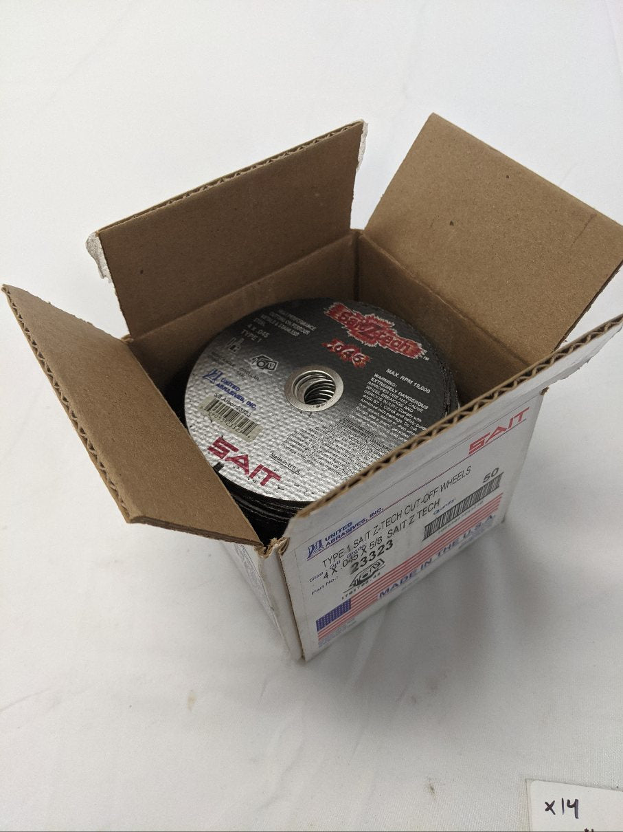 Sait Z-Tech 4" Cut-Off Wheels | Lot of 50 | 5/8" Arbor | 19,000 RPM | 23323