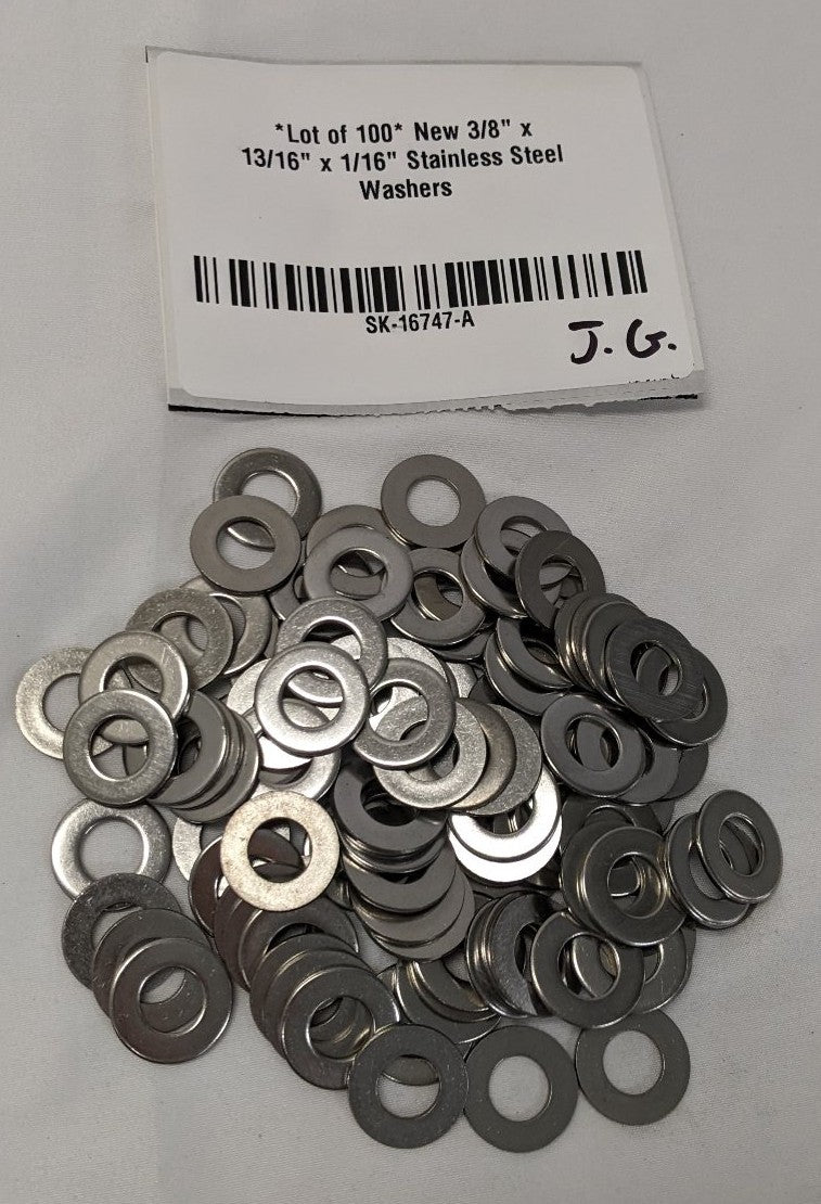 *Lot of 100* New 3/8" x 13/16" x 1/16" Stainless Steel Washers