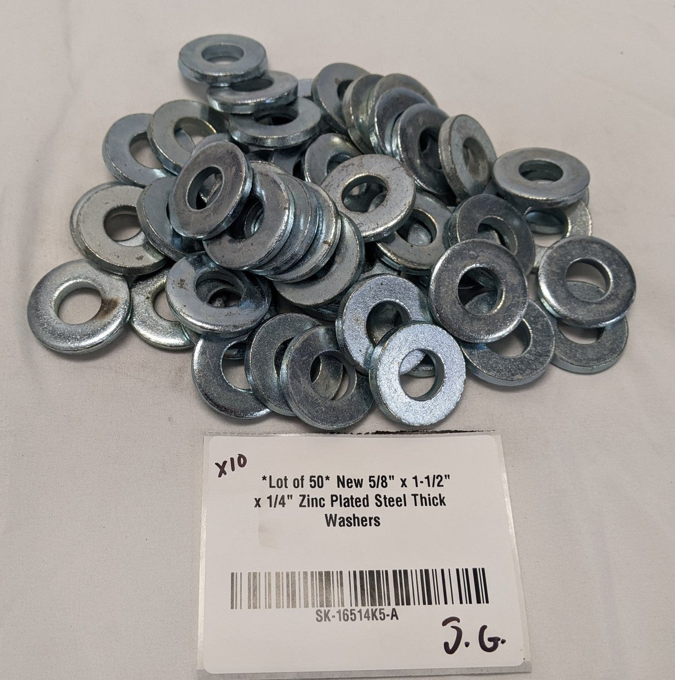 50 Zinc Plated Steel Thick Washers 5/8" x 1-1/2"