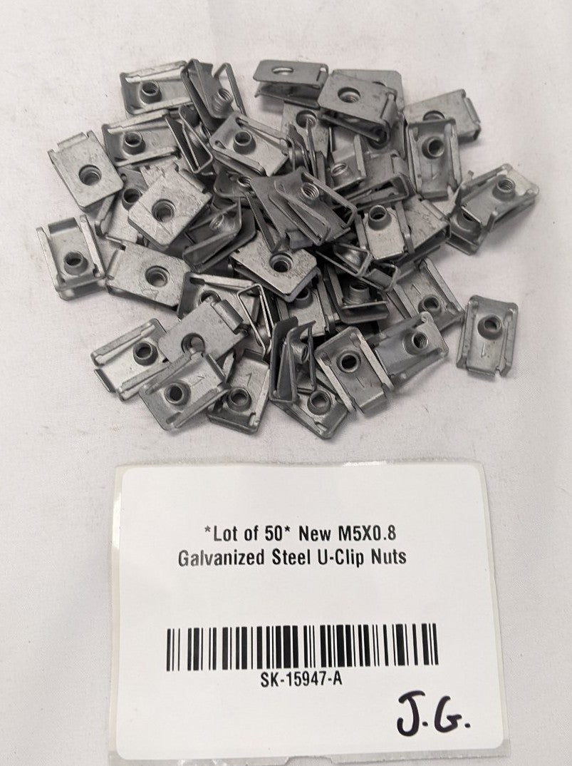*Lot of 50* New M5 x 0.8 Galvanized Steel U-Clip Nuts