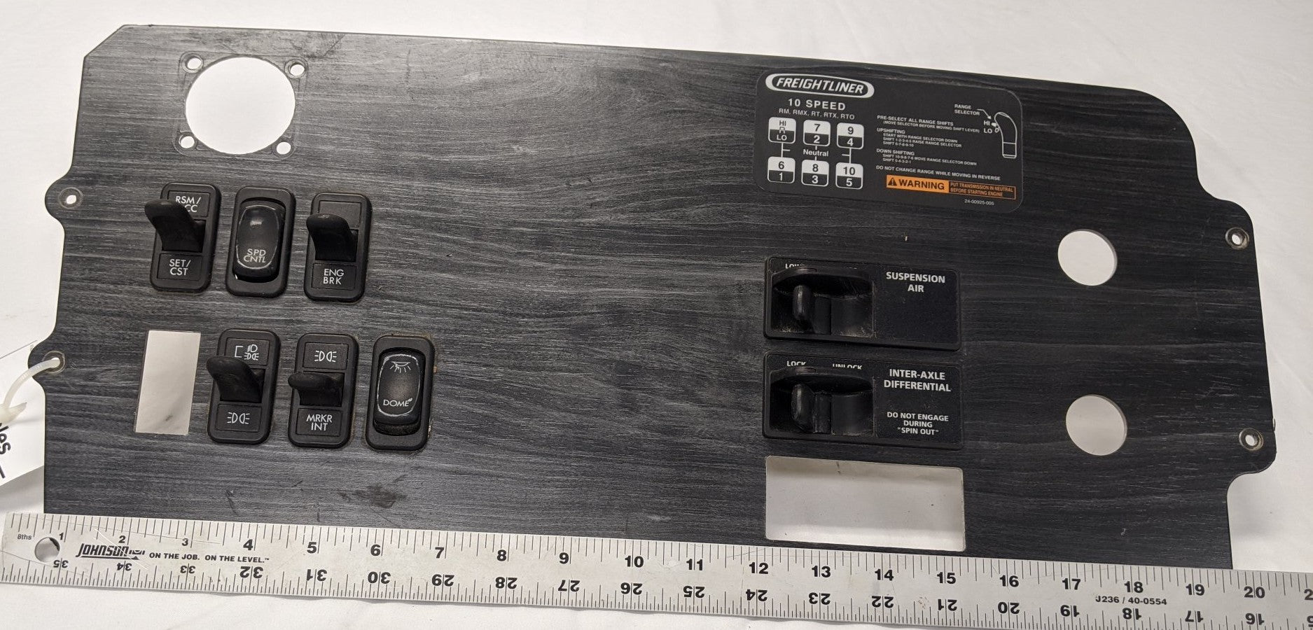 Used Freightliner Columbia Auxiliary Instrument Dash Panel- P/N 22-45867-010