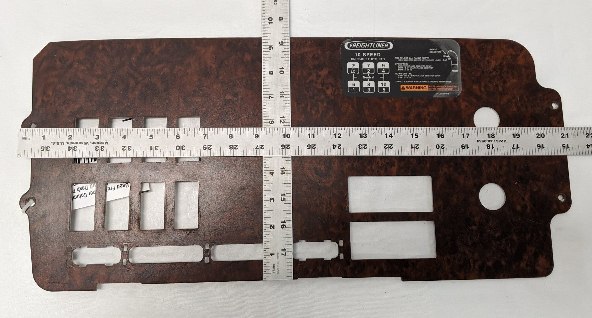 Used Freightliner Columbia Blank Instrument Dash Panel - P/N 22-45867-000