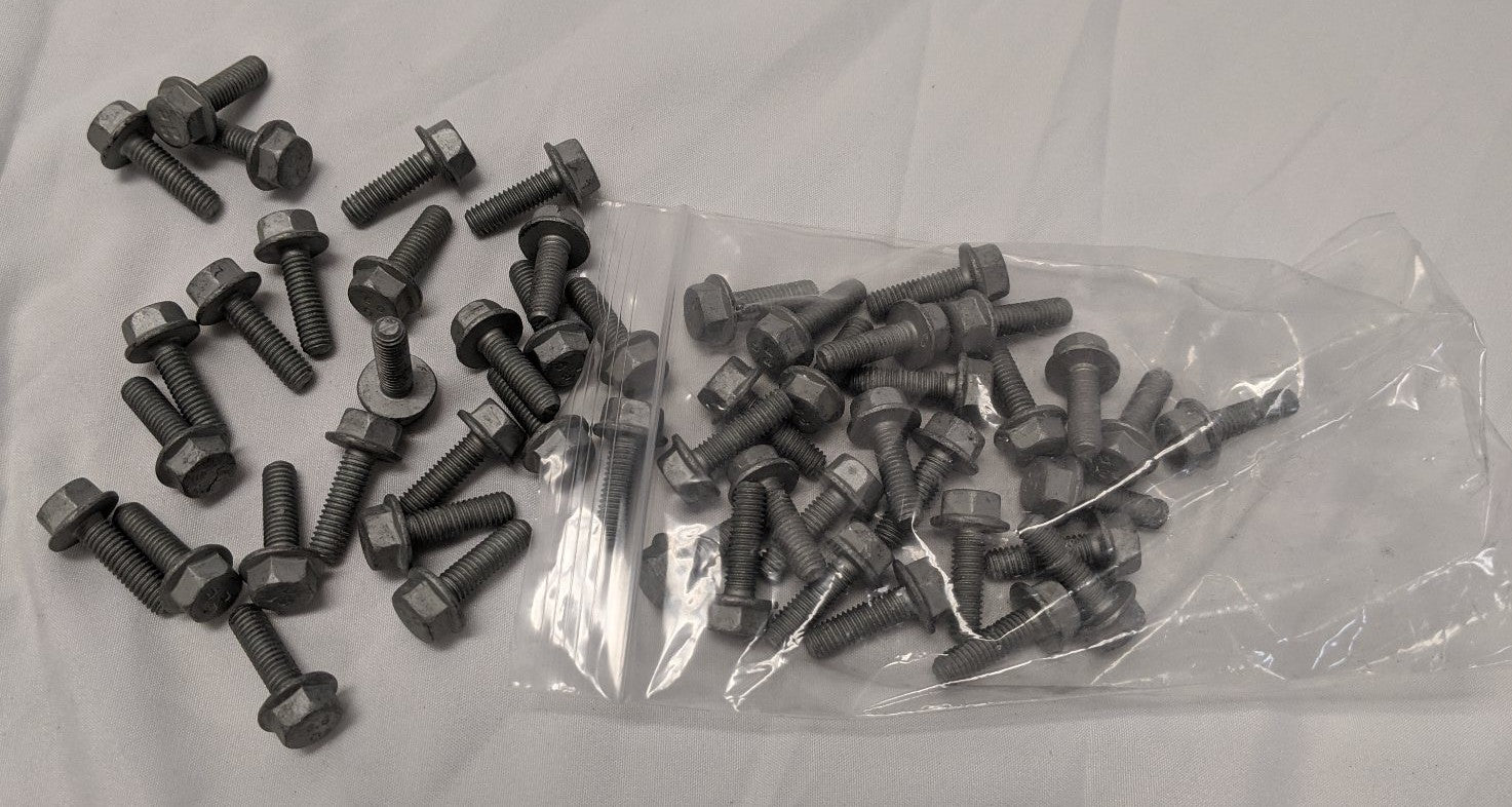 M6-1mm x 20mm Grade 8.8 Flange Bolts - Galvanized Steel, Fully Threaded, Lot of 50