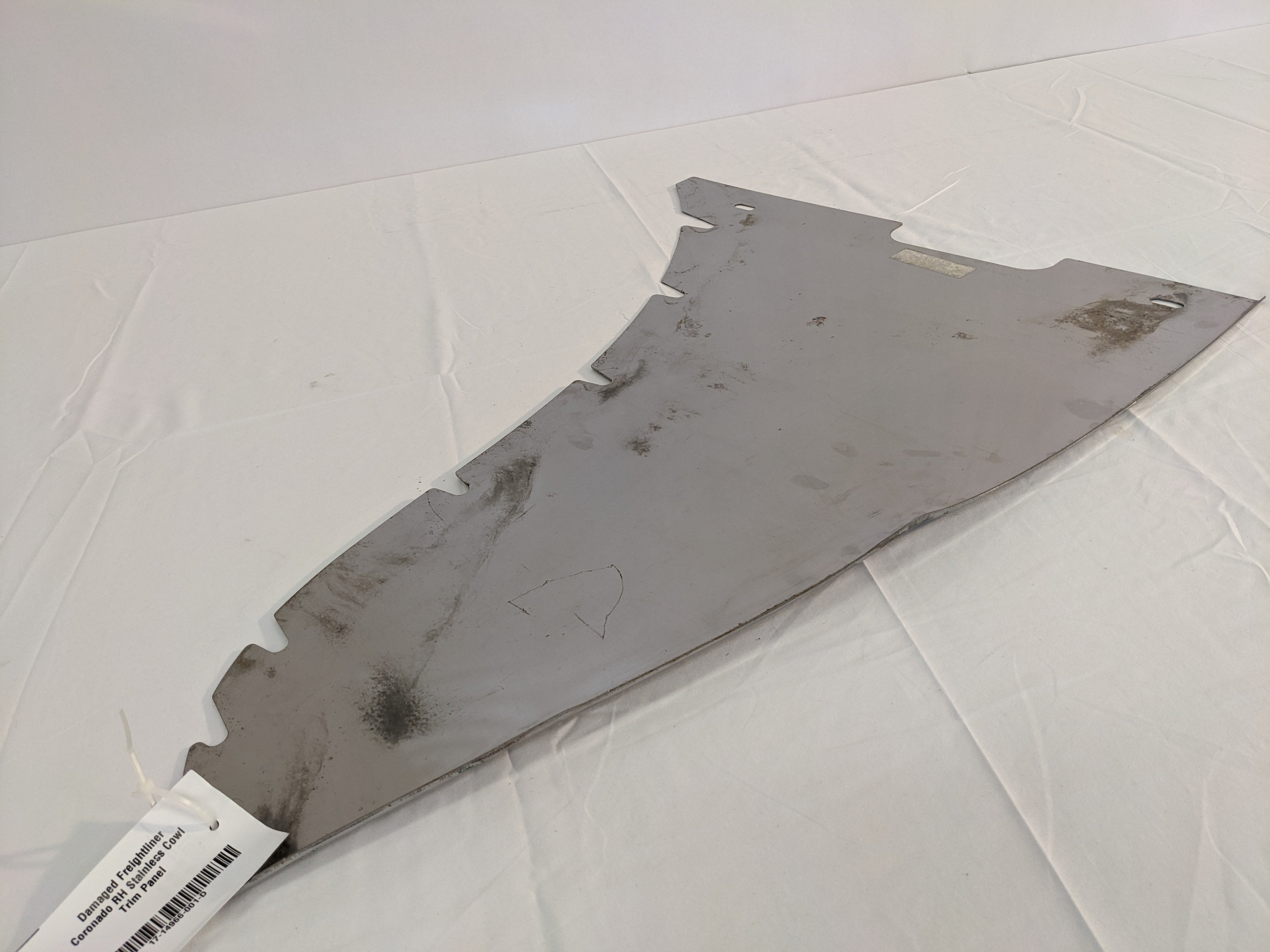 Damaged Freightliner Coronado RH Stainless Cowl Trim Panel - P/N 17-14966-001 (10089926623548)