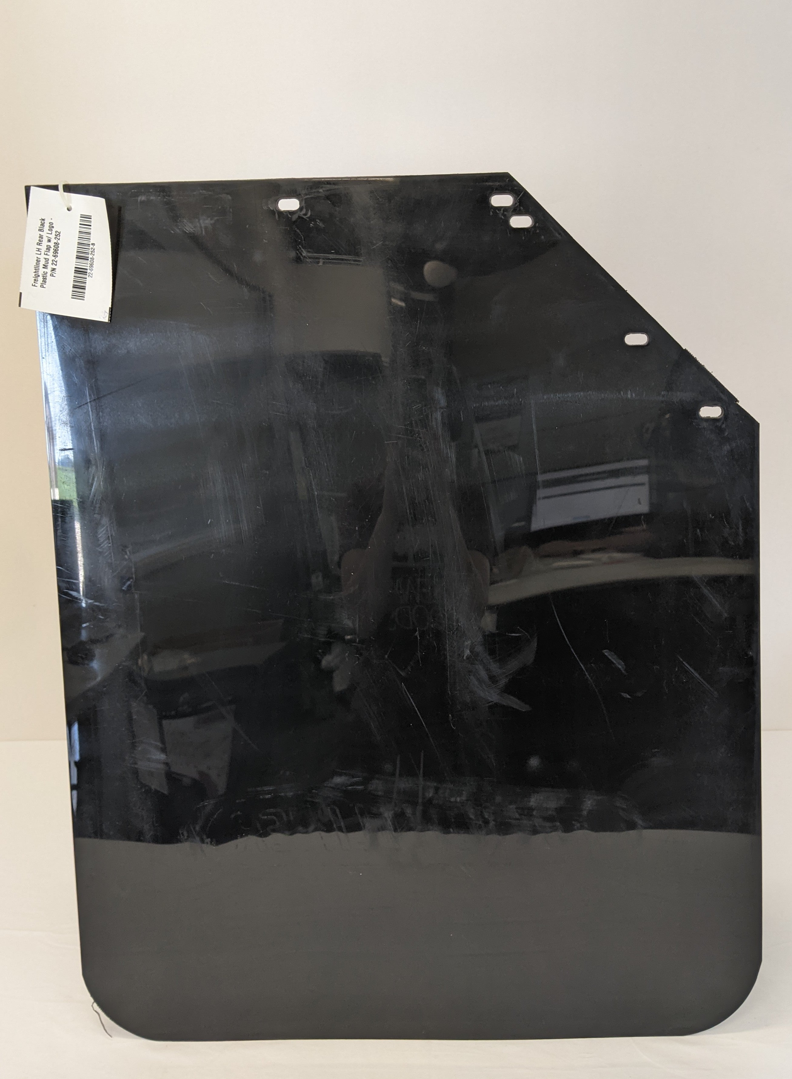 Freightliner LH Rear Black Plastic Mud Flap w/ Logo - P/N 22-69608-252